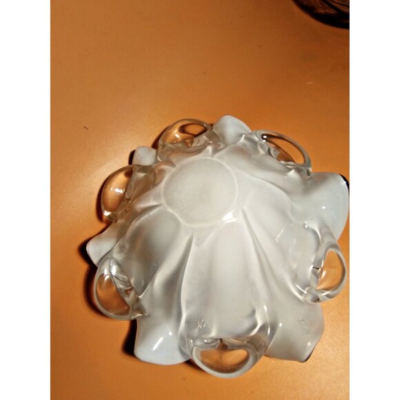 Vintage  Murano  Art Glass Bowl 7" x 7" Green, White, Clear - Picture 15 of 15